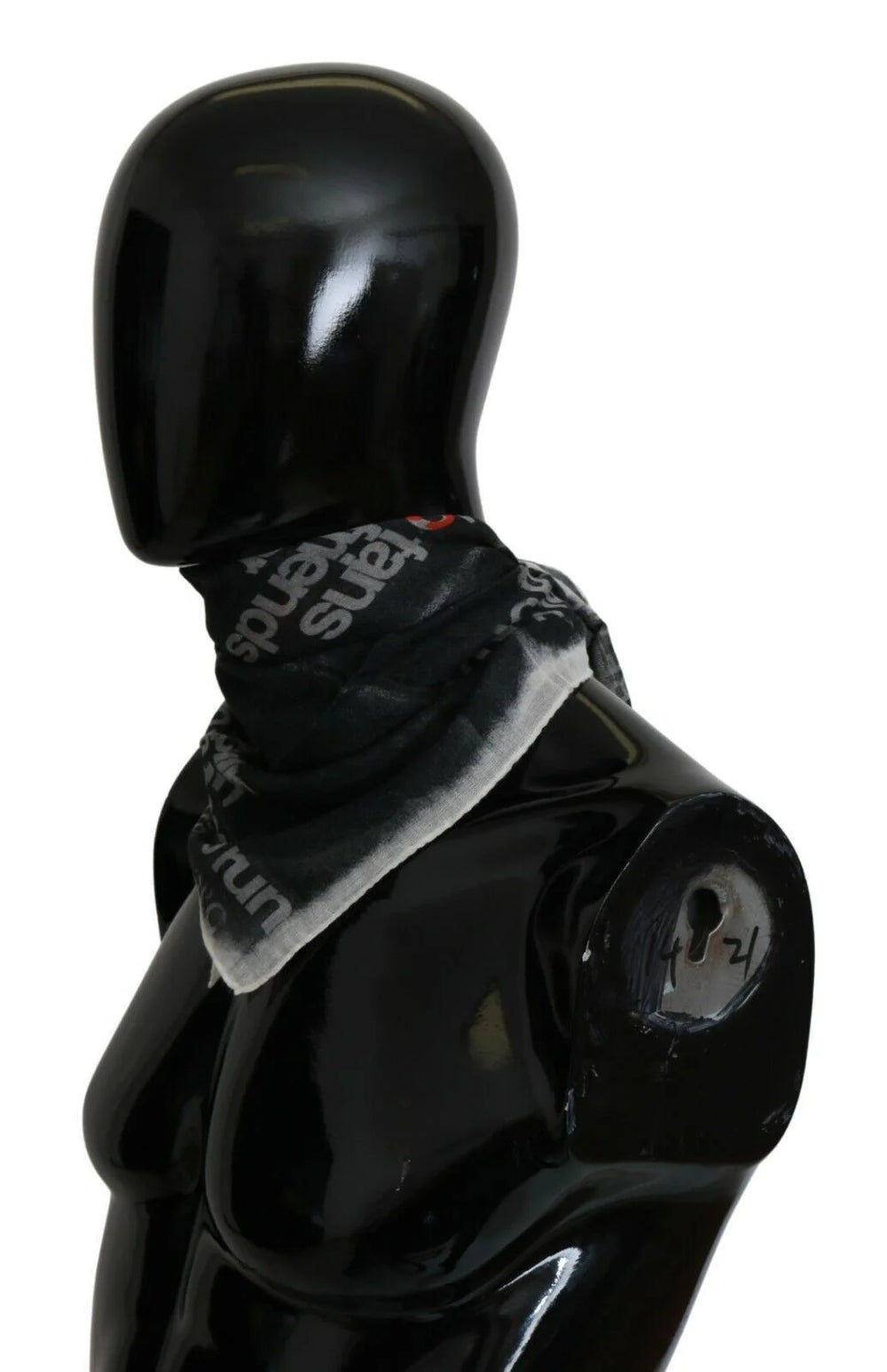 Costume National Dark Gray Wool Foulard Branded Scarf - Scarves & Shawls