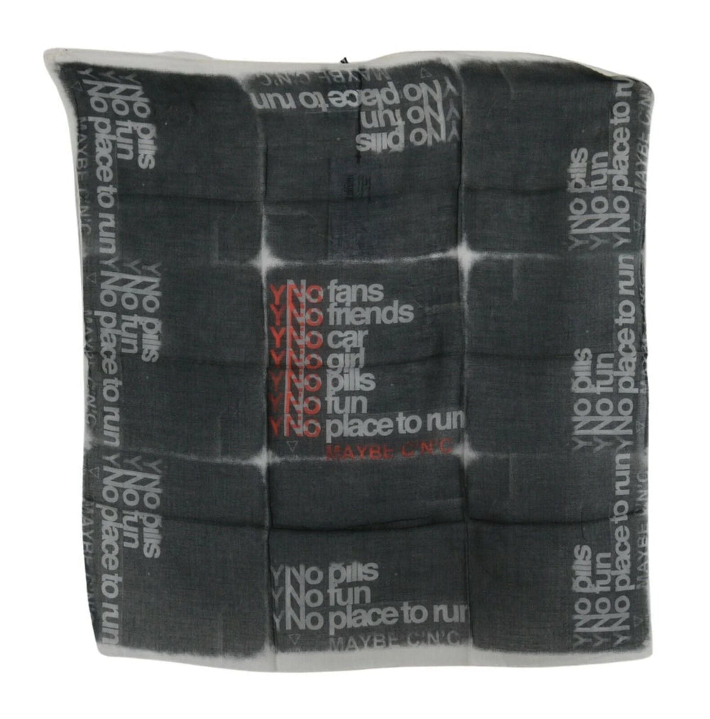 Costume National Dark Gray Wool Foulard Branded Scarf - Scarves & Shawls