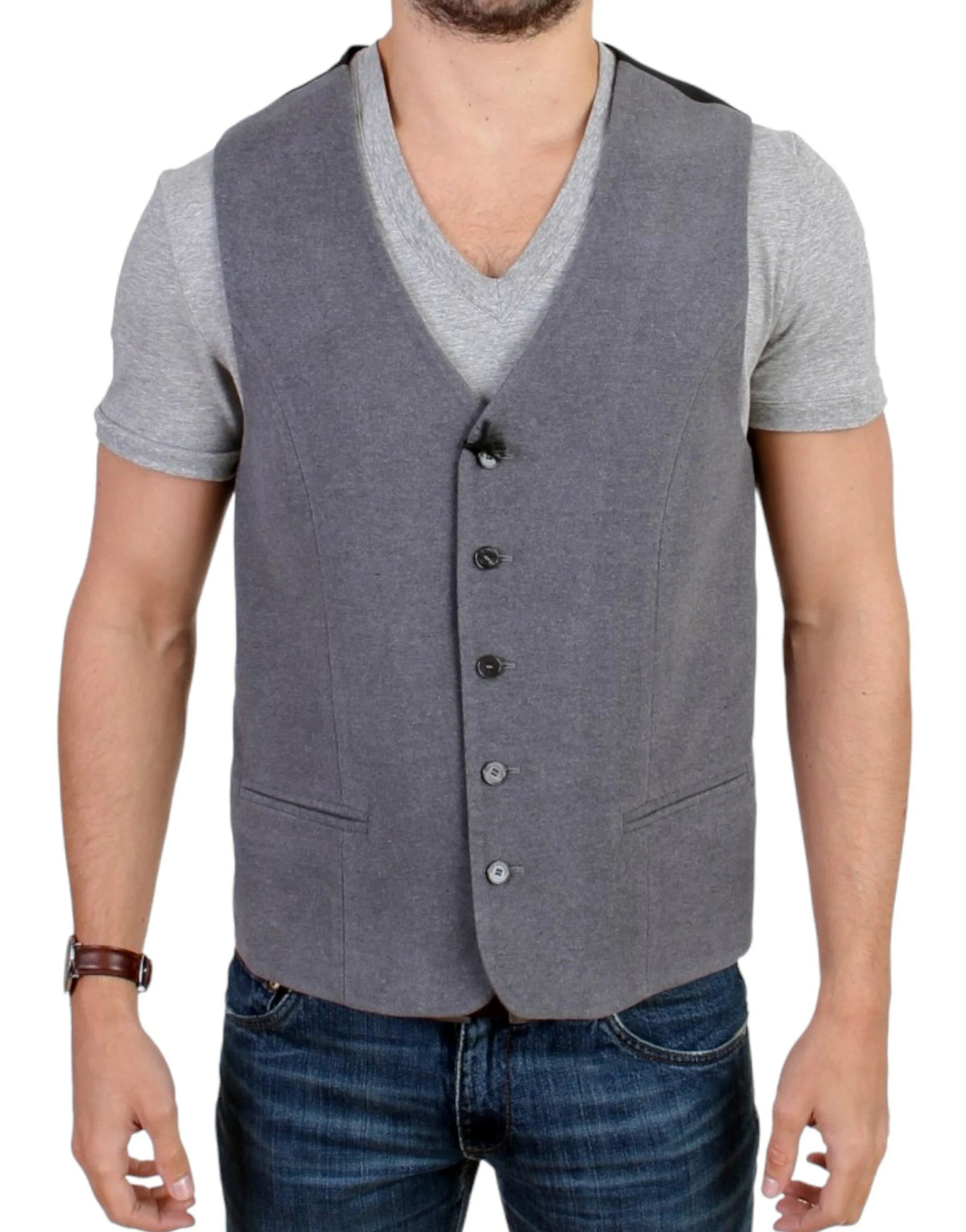 Costume National Gray cotton blend casual vest - IT48 | M - Vests