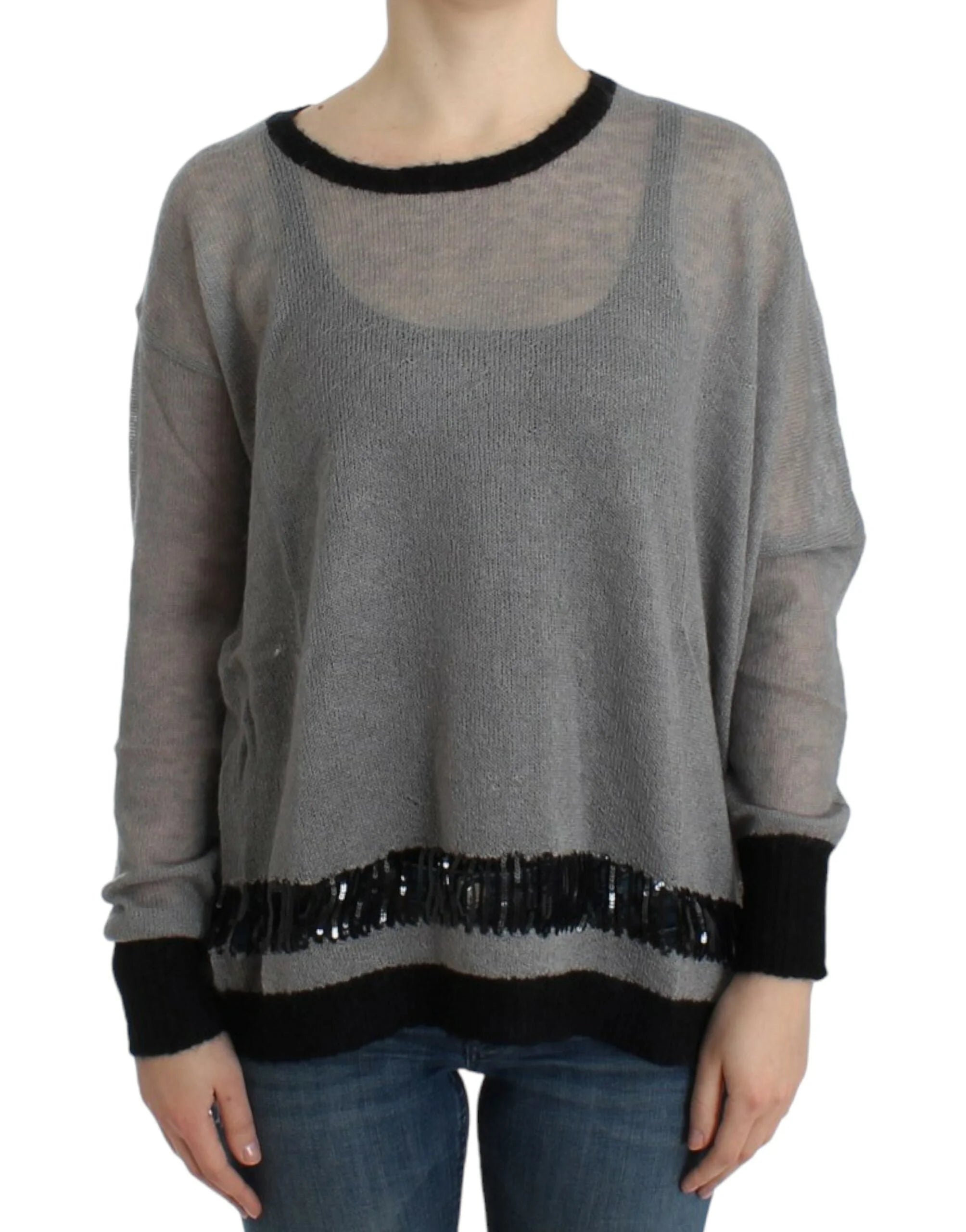 Costume National Gray embellished asymmetric sweater - L - Sweaters