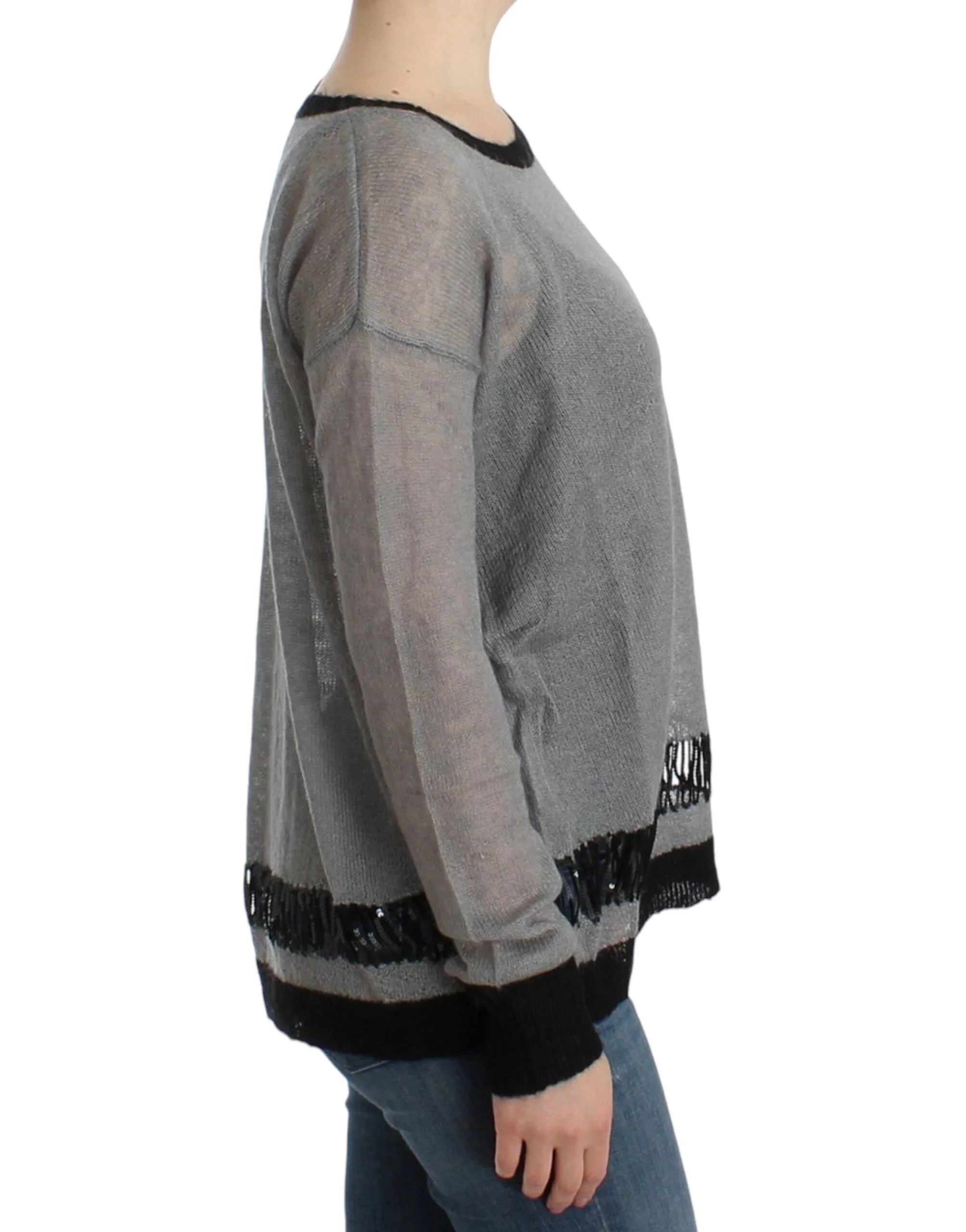 Costume National Gray embellished asymmetric sweater - L - Sweaters