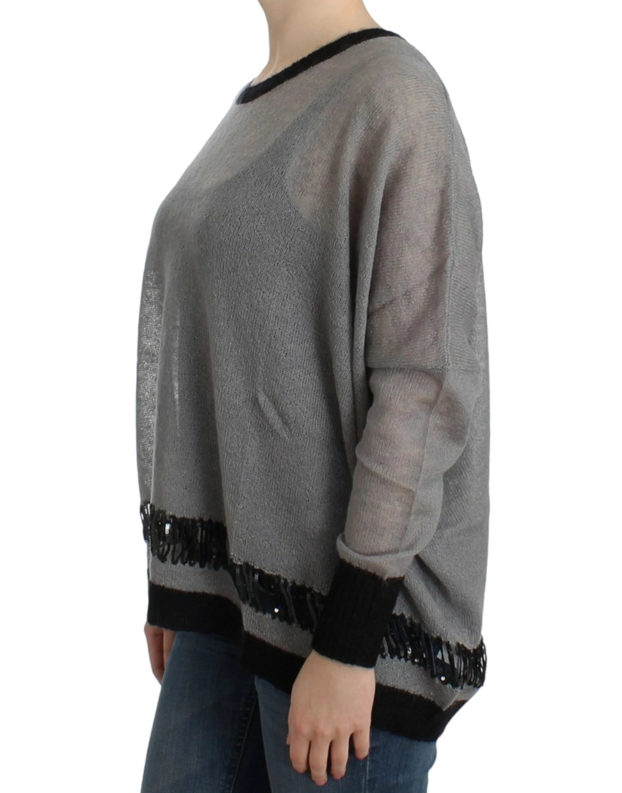 Costume National Gray embellished asymmetric sweater - L - Sweaters