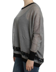 Costume National Gray embellished asymmetric sweater - L - Sweaters