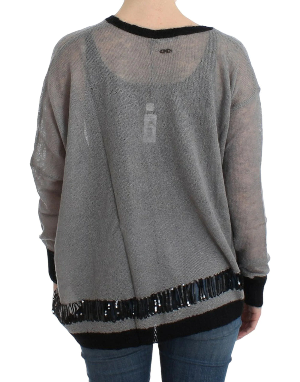 Costume National Gray embellished asymmetric sweater - L - Sweaters