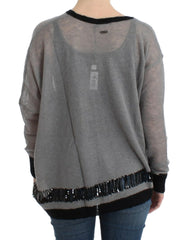 Costume National Gray embellished asymmetric sweater - L - Sweaters