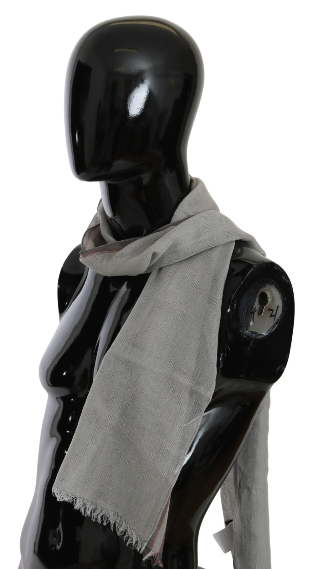 Costume National Gray Fringe Neck Wrap Cotton Scarf - Scarves & Shawls