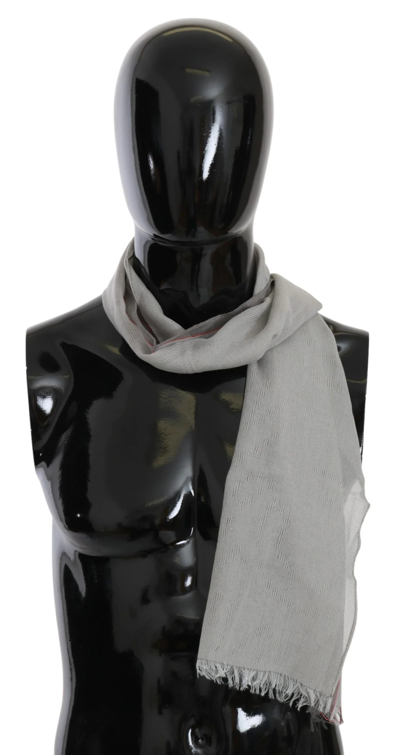 Costume National Gray Fringe Neck Wrap Cotton Scarf - Scarves & Shawls