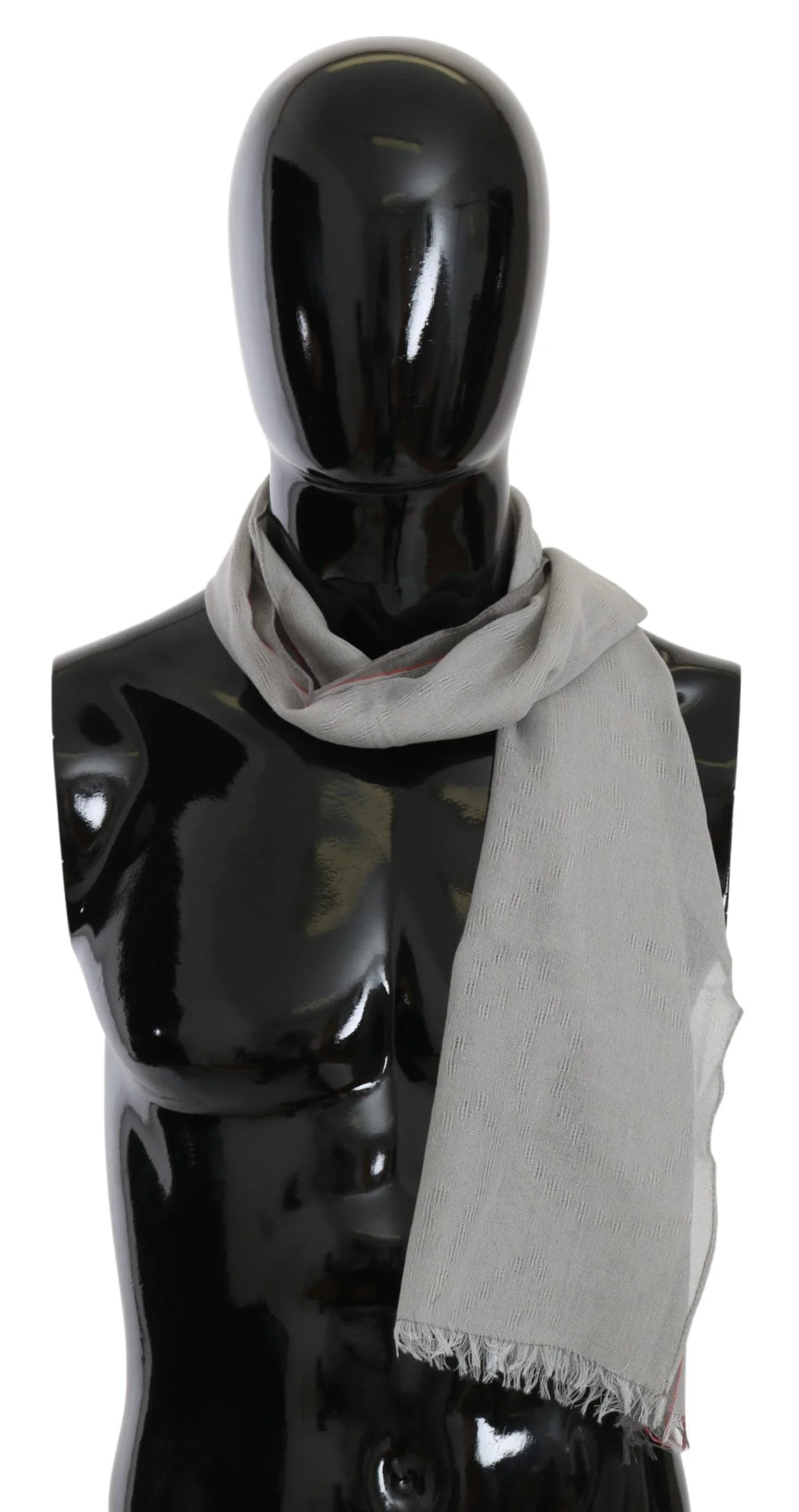 Costume National Gray Fringe Neck Wrap Cotton Scarf - Scarves & Shawls