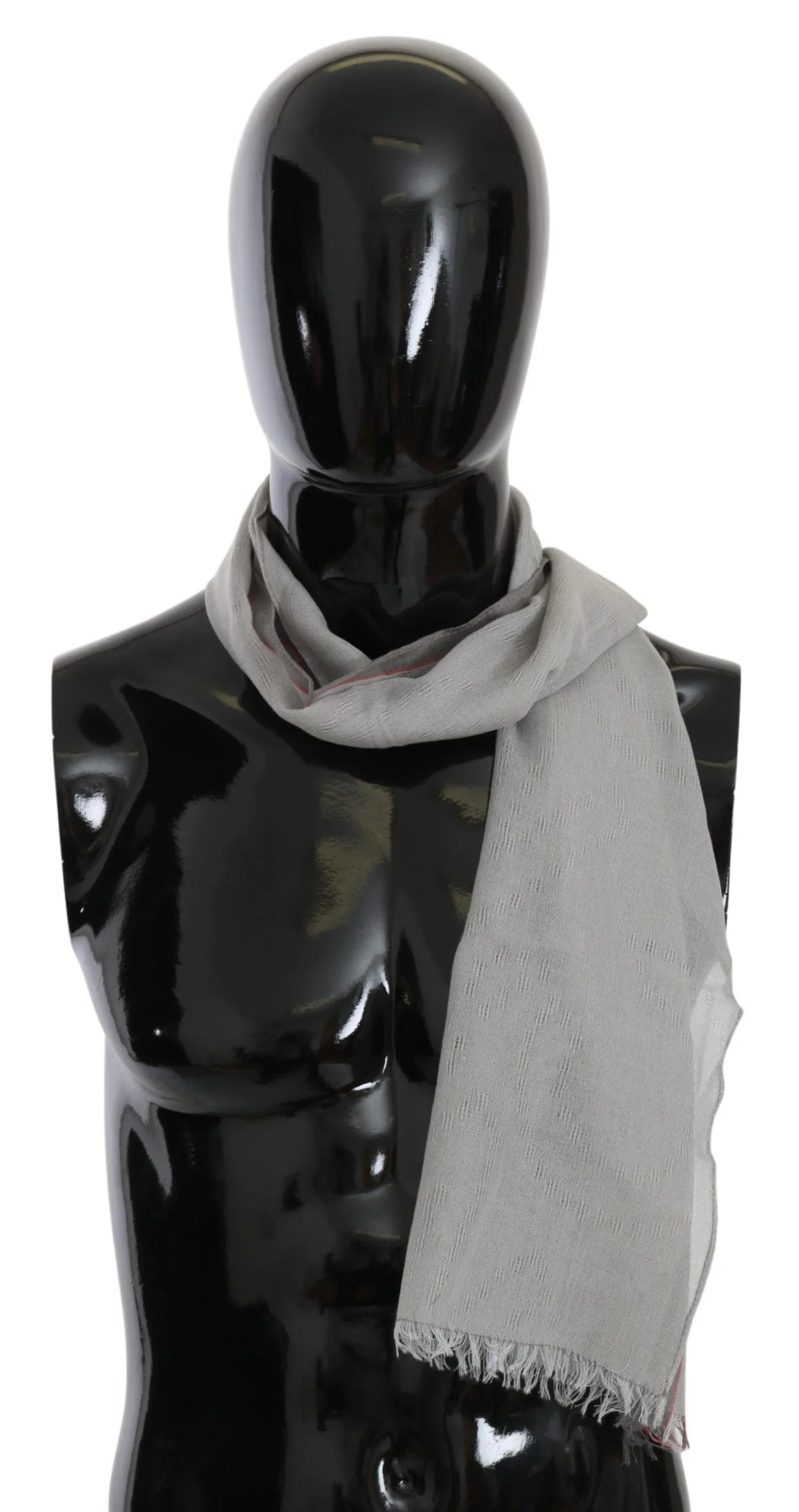 Costume National Gray Fringe Neck Wrap Cotton Scarf - Scarves & Shawls