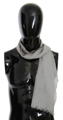 Costume National Gray Fringe Neck Wrap Cotton Scarf - Scarves & Shawls
