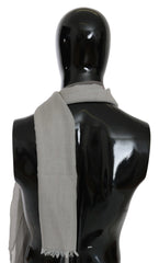 Costume National Gray Fringe Neck Wrap Cotton Scarf - Scarves & Shawls