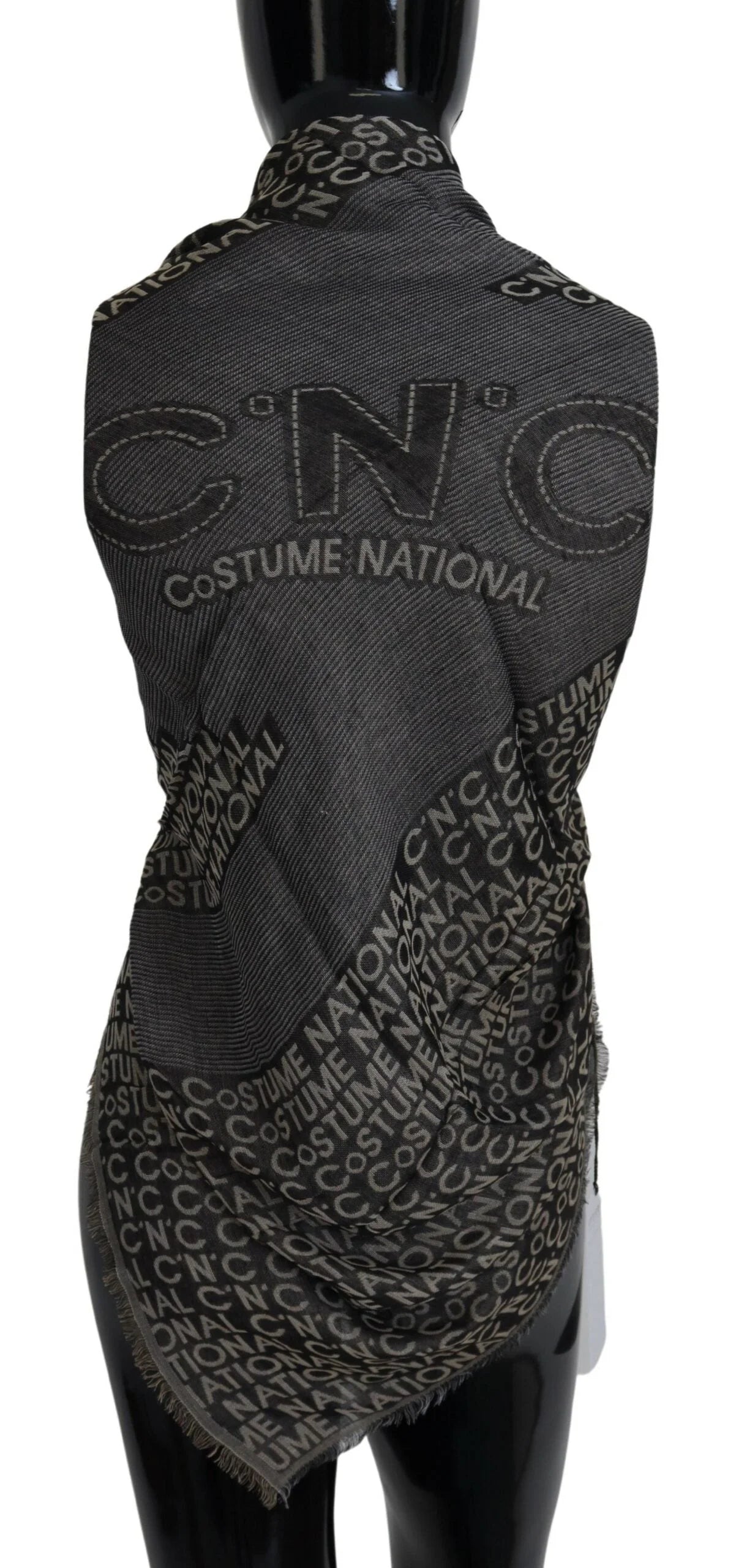 Costume National Gray Logo Knit Neck Wrap Shawl Scarf - Scarves & Shawls