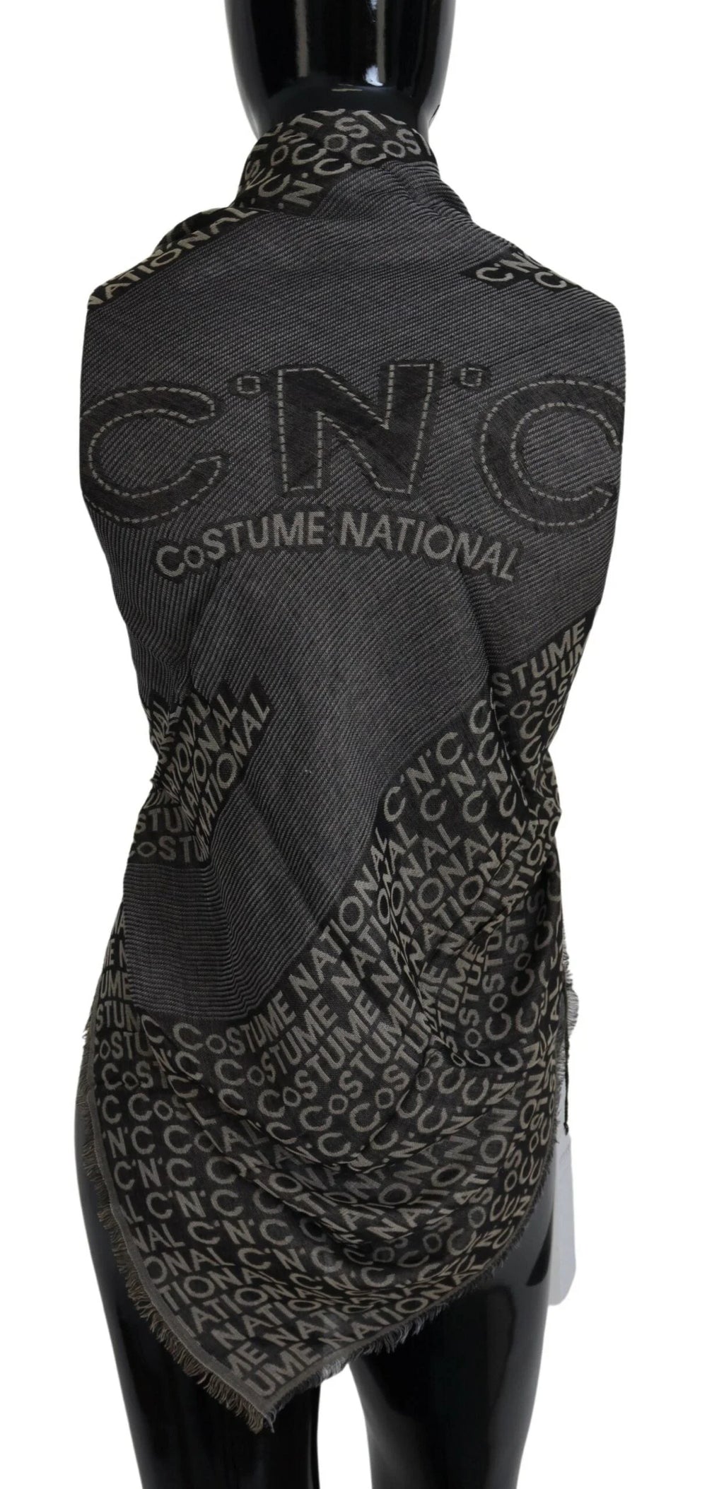 Costume National Gray Logo Knit Neck Wrap Shawl Scarf - Scarves & Shawls