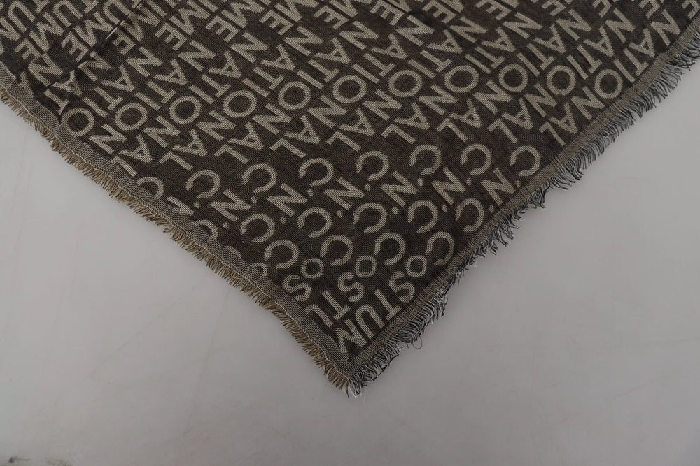 Costume National Gray Logo Knit Neck Wrap Shawl Scarf - Scarves & Shawls