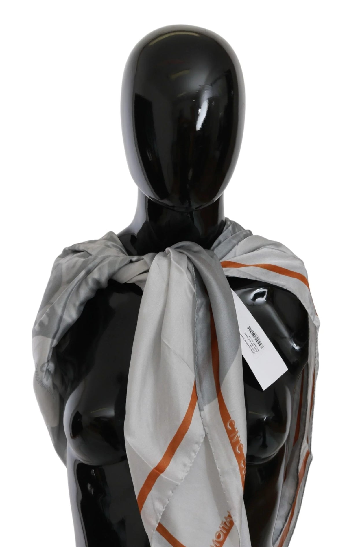 Costume National Gray Orange Silk Floral Foulard Wrap Scarf - Scarves & Shawls