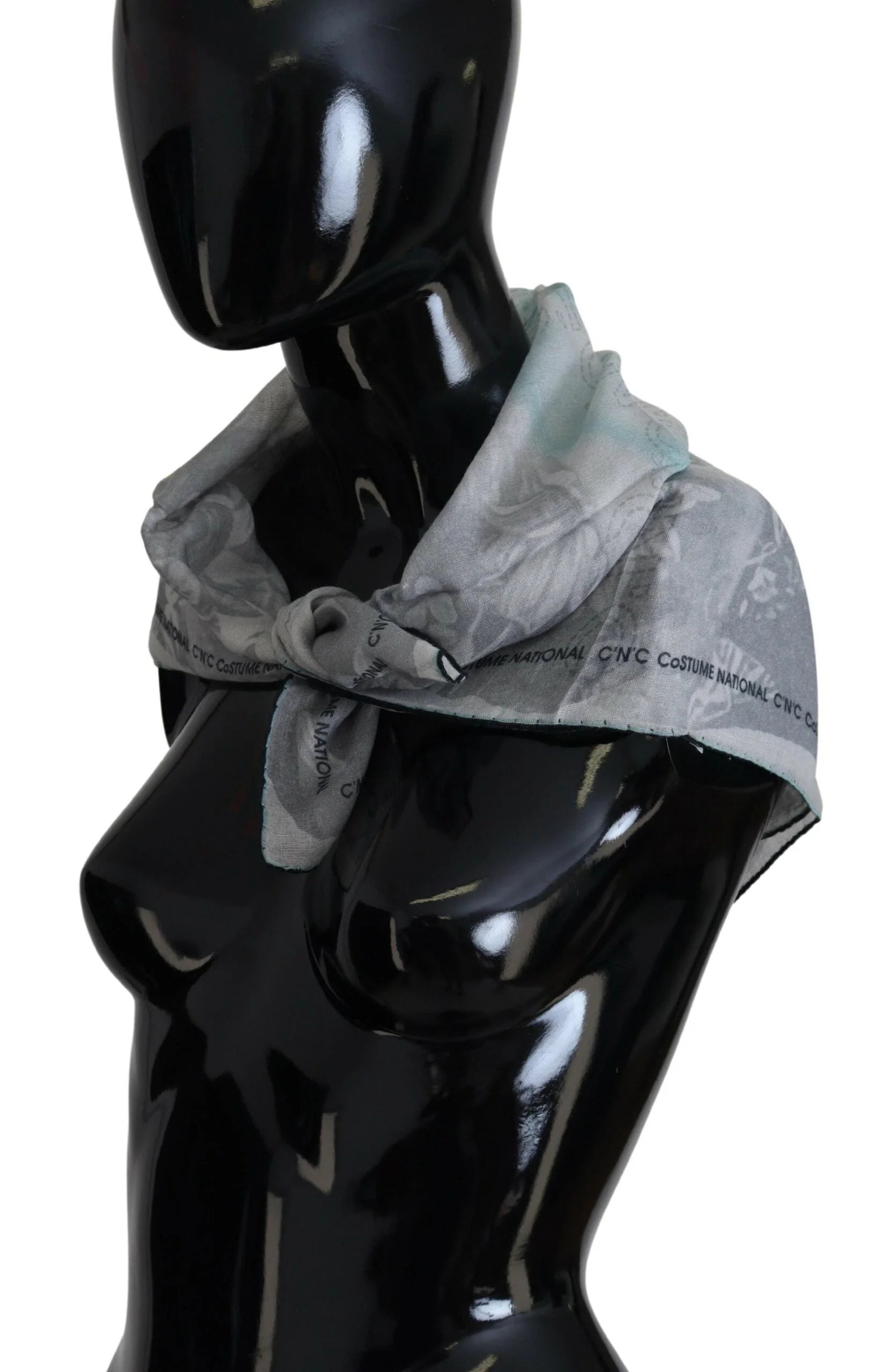 Costume National Gray Print Shawl Foulard Branded Scarf - Scarves & Shawls