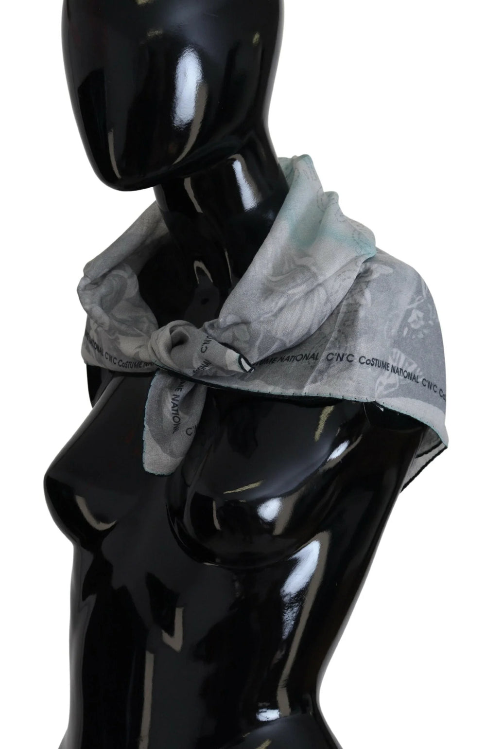 Costume National Gray Print Shawl Foulard Branded Scarf - Scarves & Shawls