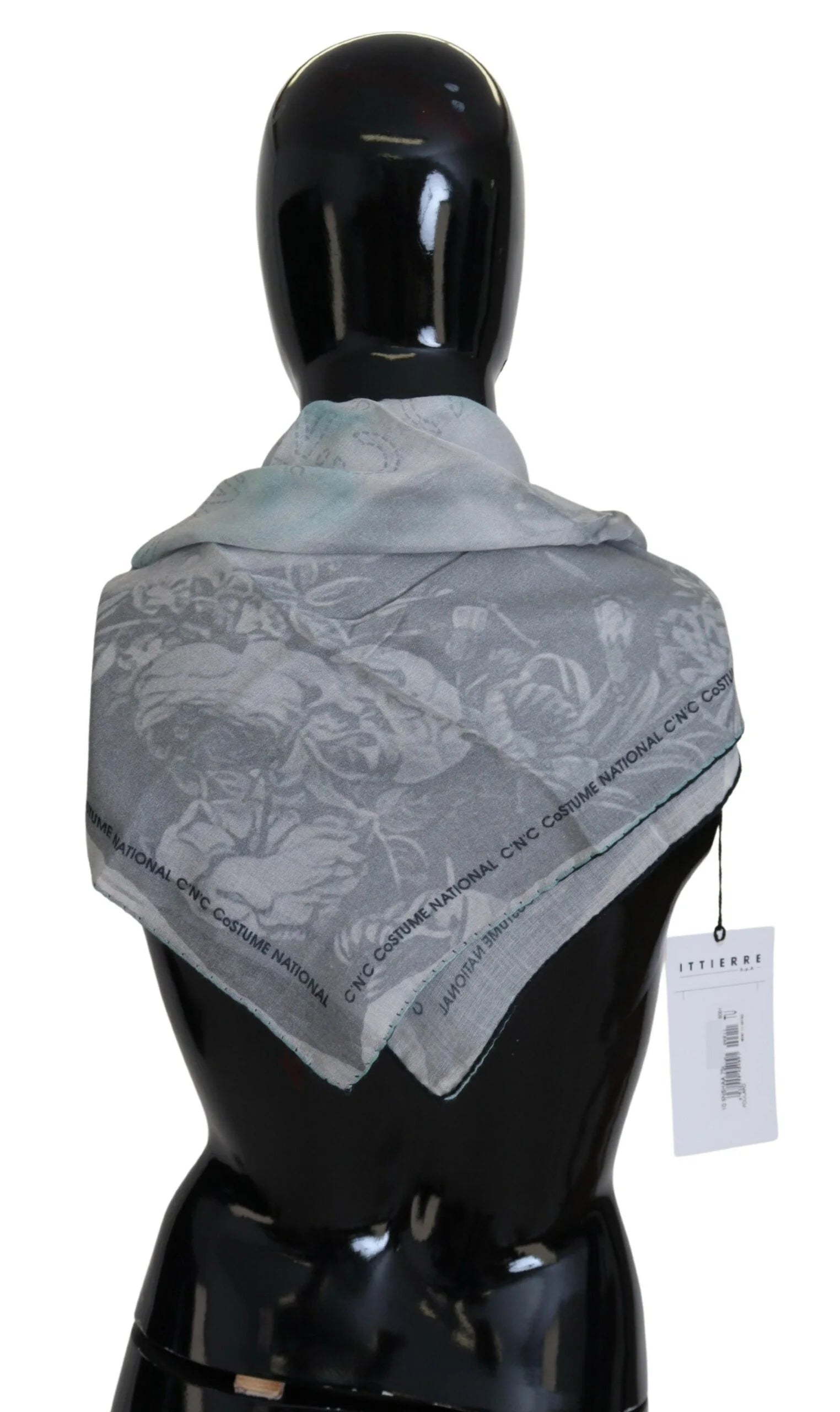 Costume National Gray Print Shawl Foulard Branded Scarf - Scarves & Shawls