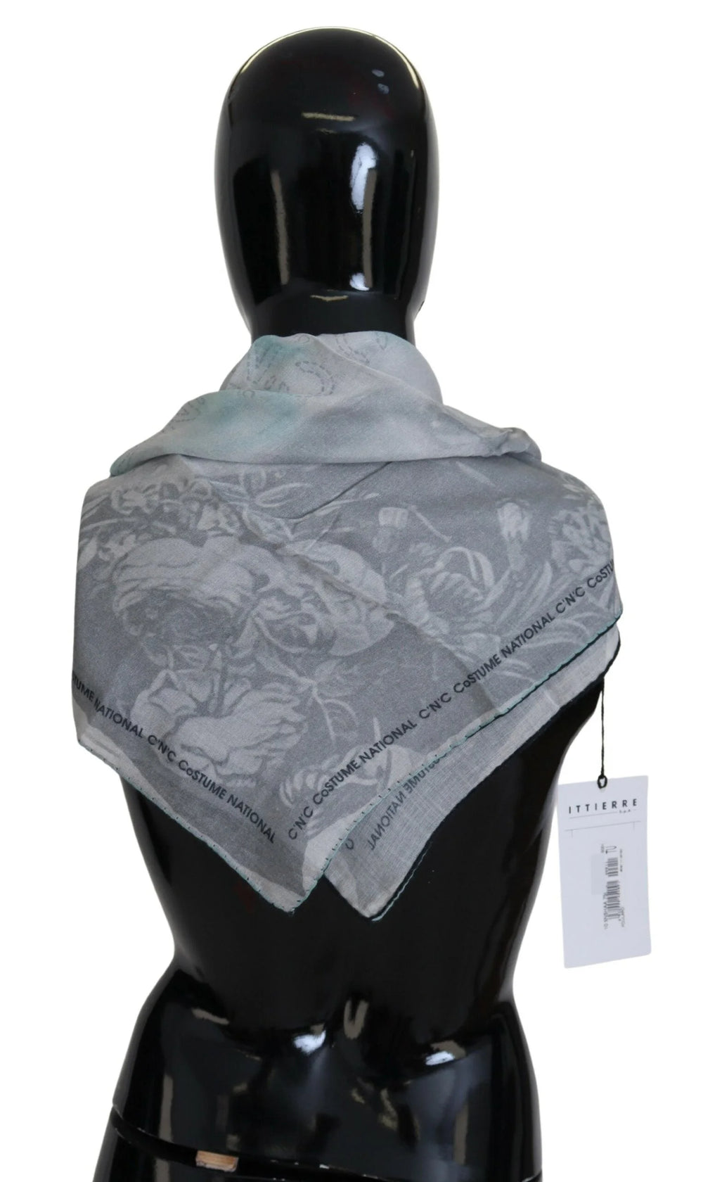 Costume National Gray Print Shawl Foulard Branded Scarf - Scarves & Shawls