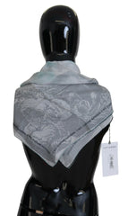 Costume National Gray Print Shawl Foulard Branded Scarf - Scarves & Shawls