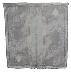 Costume National Gray Print Shawl Foulard Fringes Scarf - Scarves & Shawls