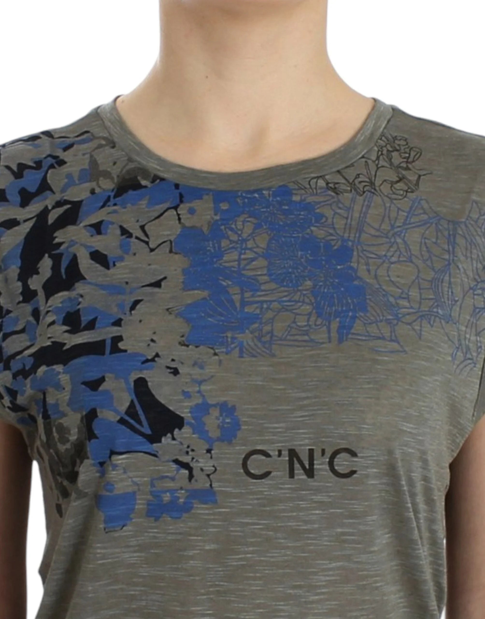 Costume National Gray print sleeveless t-shirt - T-Shirts