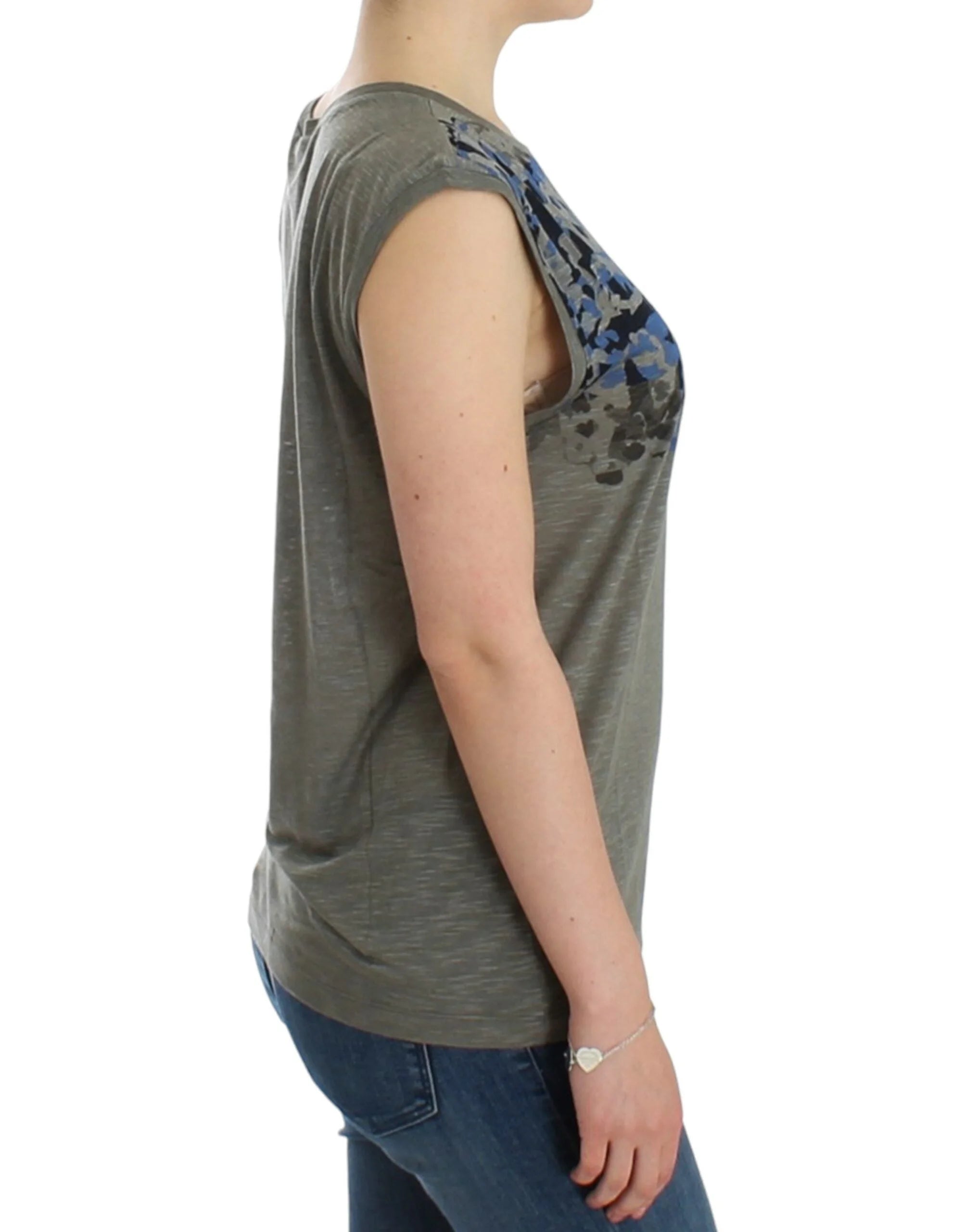 Costume National Gray print sleeveless t-shirt - T-Shirts