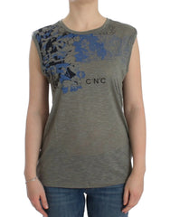 Costume National Gray print sleeveless t-shirt - T-Shirts