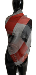 Costume National Gray Red Shawl Foulard Wrap Scarf - Scarves & Shawls