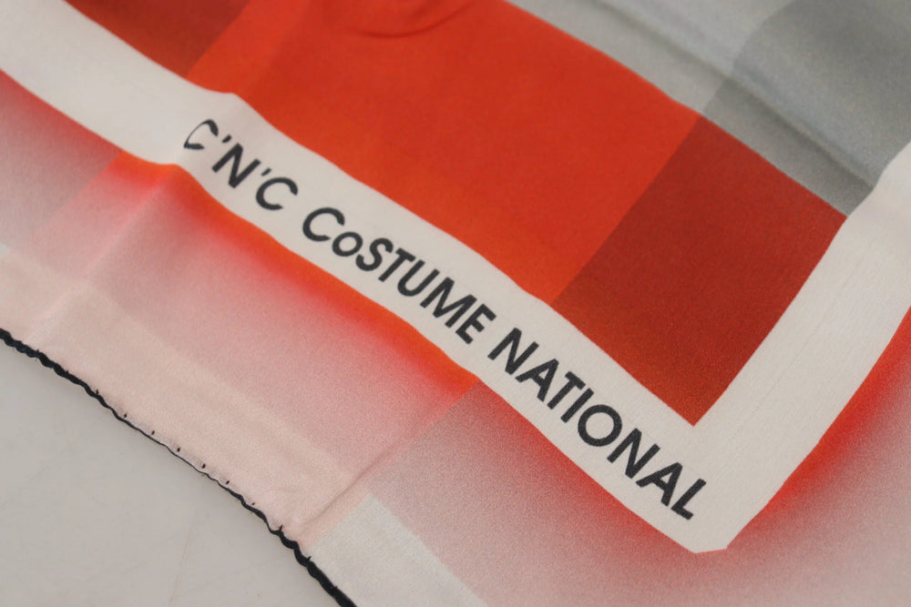 Costume National Gray Red Shawl Foulard Wrap Scarf - Scarves & Shawls