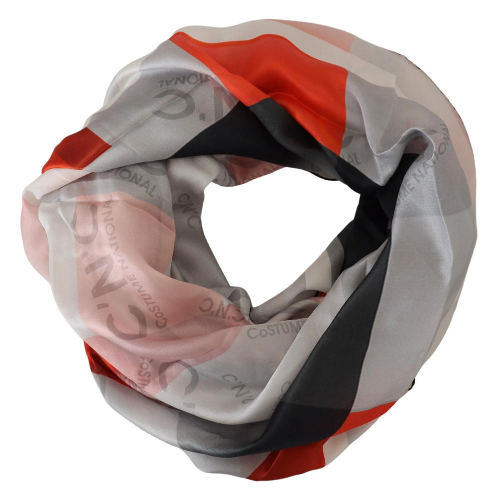 Costume National Gray Red Shawl Foulard Wrap Scarf - Scarves & Shawls