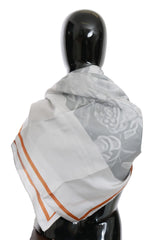 Costume National Gray Red Silk Shawl Foulard Wrap Scarf - Scarves & Shawls