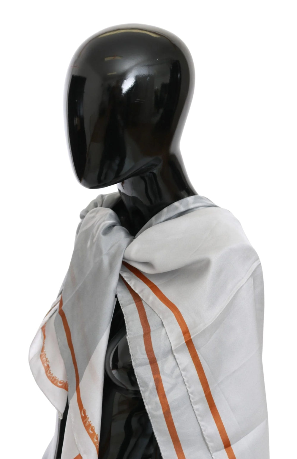 Costume National Gray Red Silk Shawl Foulard Wrap Scarf - Scarves & Shawls