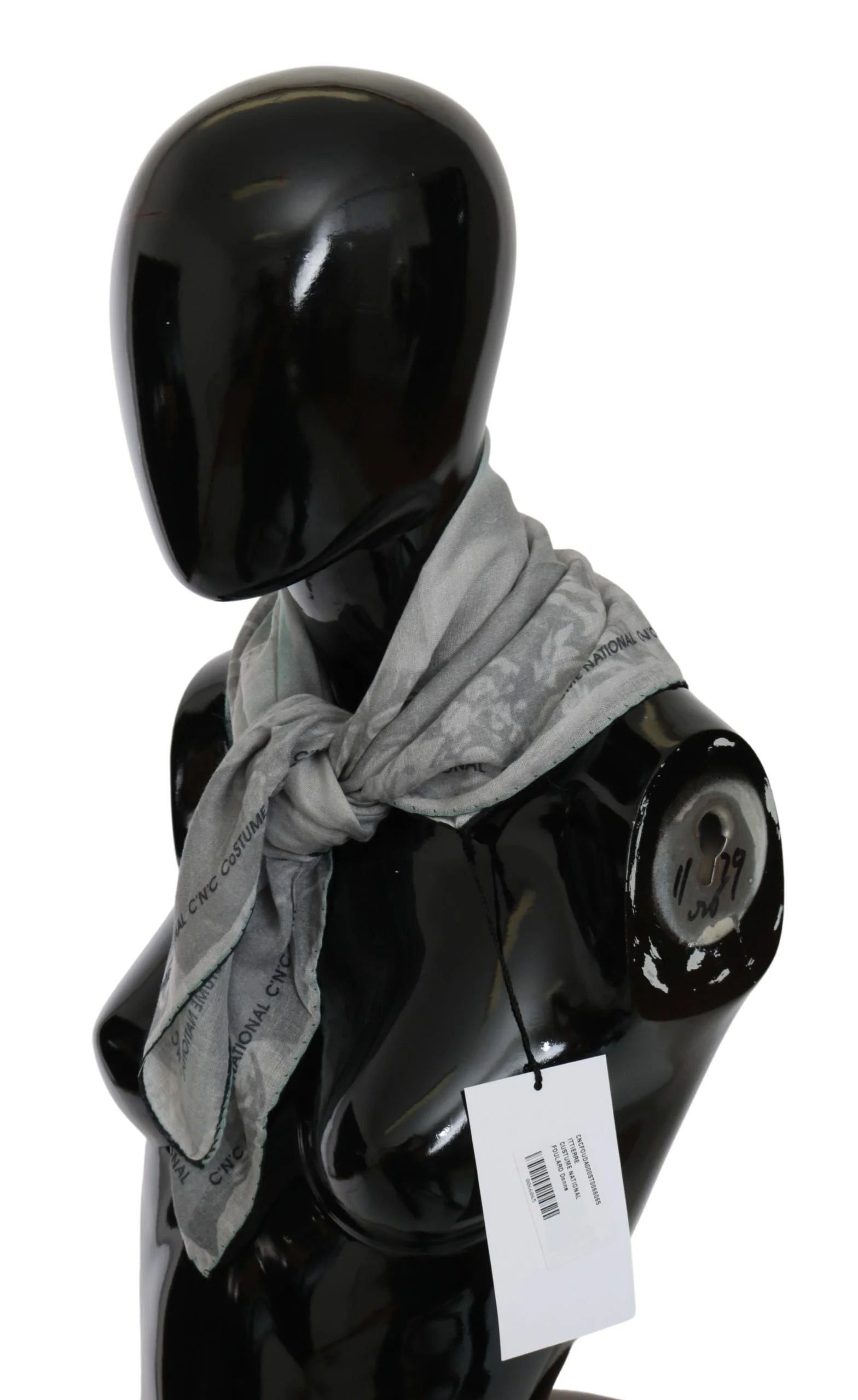 Costume National Gray Silk Shawl Foulard Wrap Scarf - Scarves & Shawls