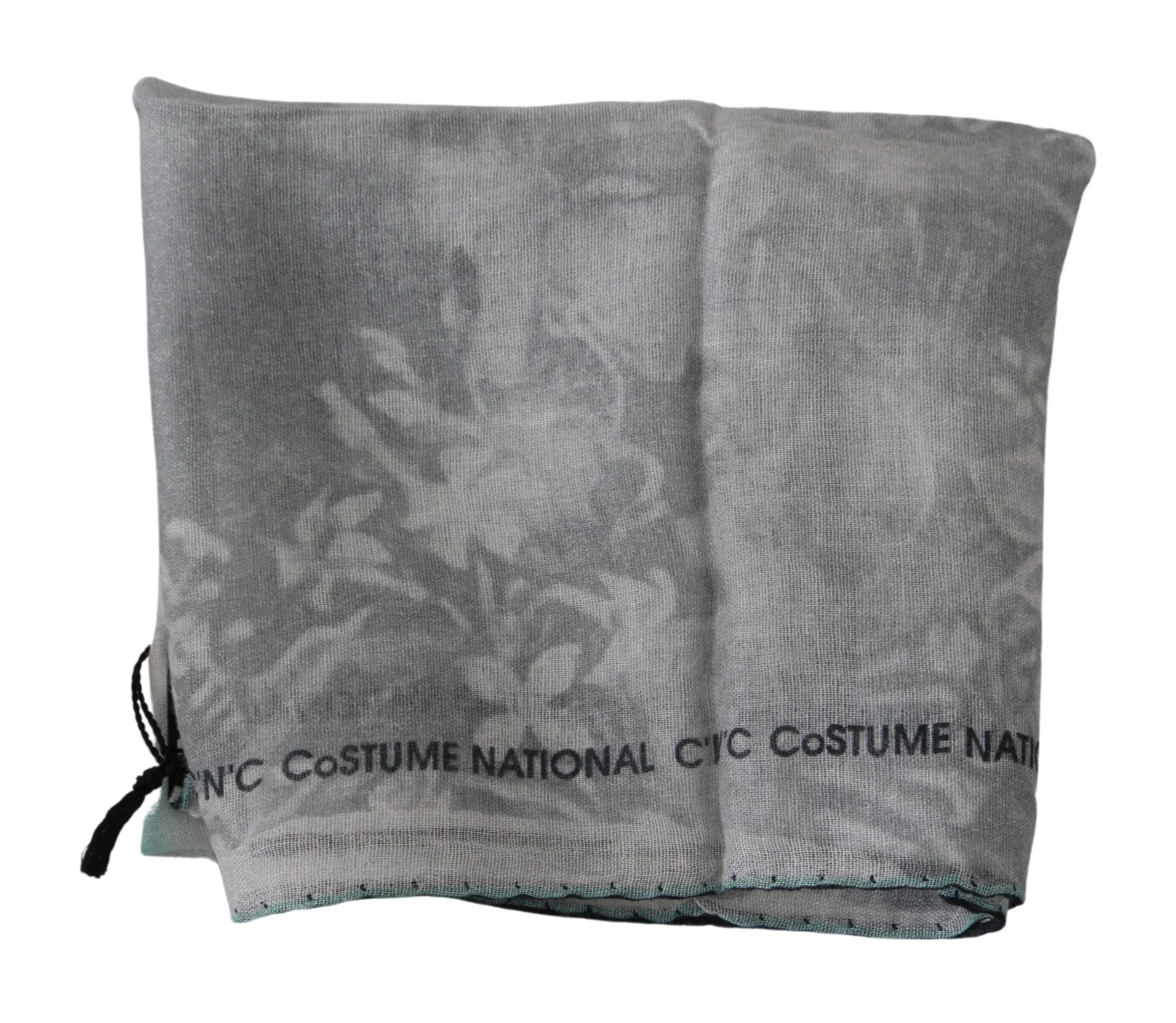 Costume National Gray Silk Shawl Foulard Wrap Scarf - Scarves & Shawls