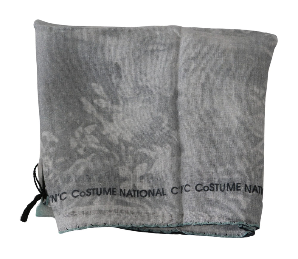 Costume National Gray Silk Shawl Foulard Wrap Scarf - Scarves & Shawls
