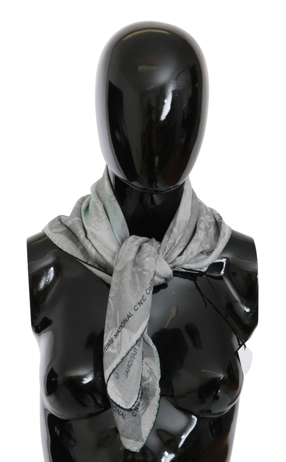 Costume National Gray Silk Shawl Foulard Wrap Scarf - Scarves & Shawls