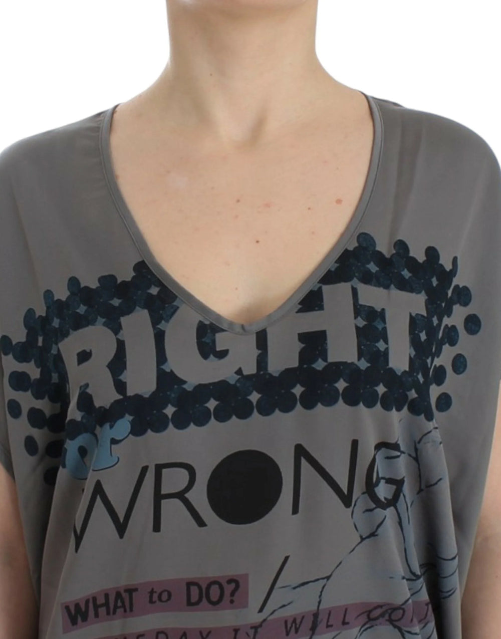 Costume National Gray V-neck long t-shirt - M - T-Shirts