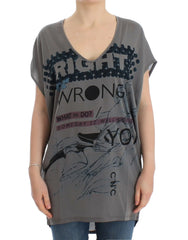 Costume National Gray V-neck long t-shirt - M - T-Shirts