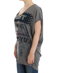 Costume National Gray V-neck long t-shirt - M - T-Shirts