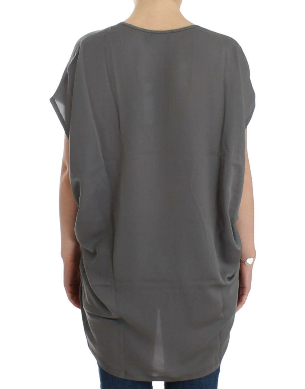 Costume National Gray V-neck long t-shirt - M - T-Shirts