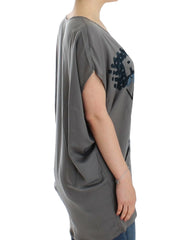 Costume National Gray V-neck long t-shirt - M - T-Shirts
