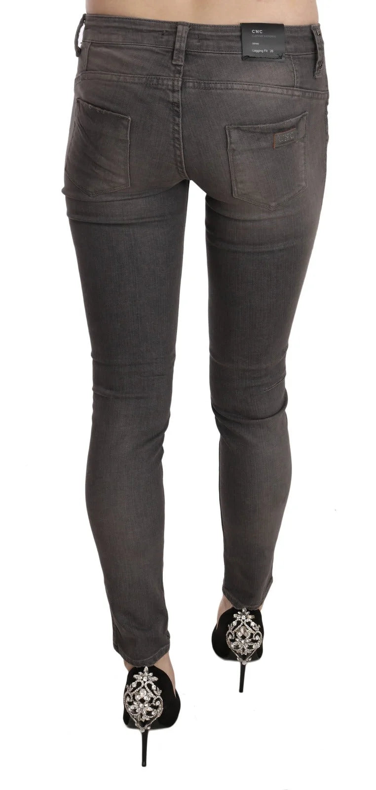 Costume National Gray Washed Low Waist Skinny Jeans - W26