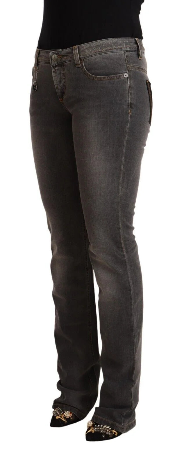 Costume National Gray Washed Low Waist Straight Denim Jeans - W28 - Jeans