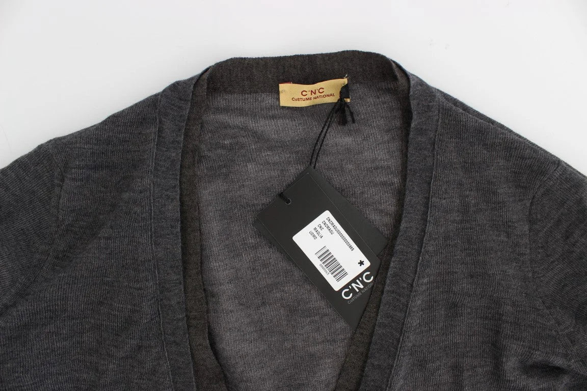 Costume National Gray Wool Button Cardigan Sweater - IT50 | L - Cardigans
