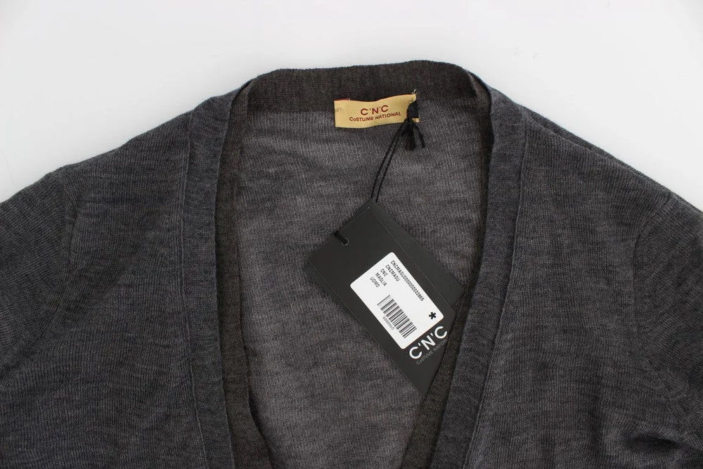 Costume National Gray Wool Button Cardigan Sweater - IT50 | L - Cardigans