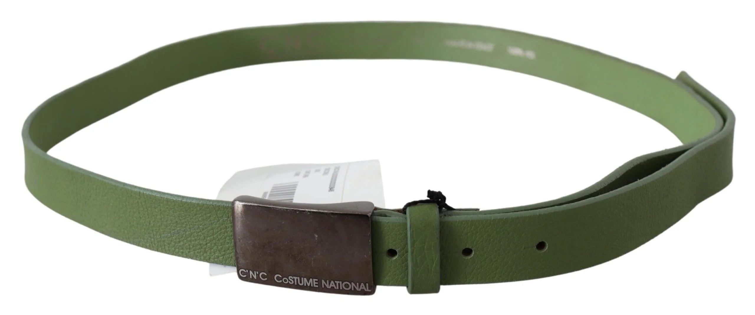 Costume National Green Leather Silver Buckle Waist Men Belt - 100 cm / 40 Inches - Belts