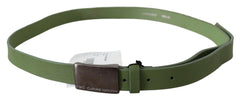 Costume National Green Leather Silver Buckle Waist Men Belt - 100 cm / 40 Inches - Belts