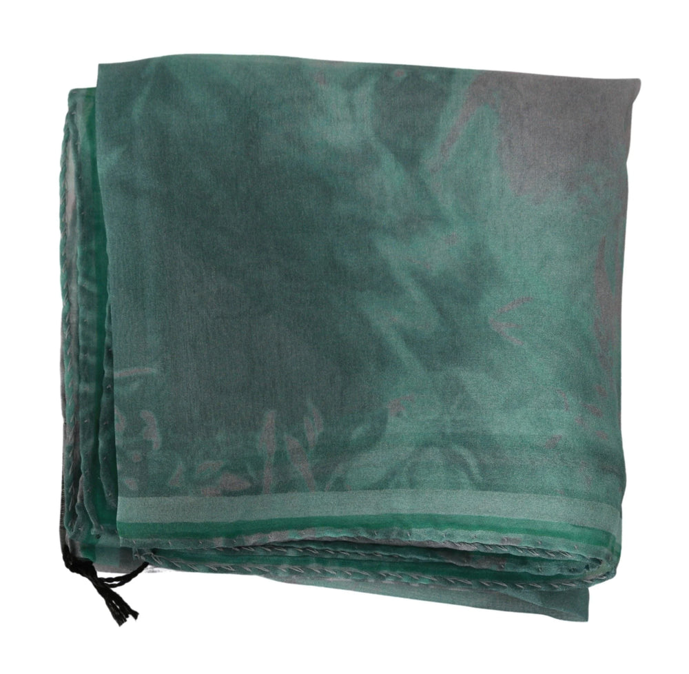 Costume National Green Silk Shawl Foulard Wrap Scarf - Scarves & Shawls