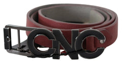 Costume National Maroon Skinny Leather Logo Fashion Belt - 100 cm / 40 Inches - Belts